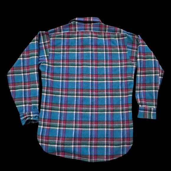 Vintage 70s 80s Pendleton Purple Blue Plaid Wool Flannel Button Down Shirt Sz M - Picture 2 of 8